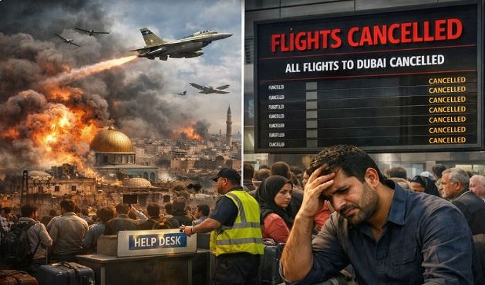जयपुर एयरपोर्ट पर तनाव, खाड़ी देशों की उड़ानें रद्द – ईरान-इजरायल संघर्ष के चलते दुबई एयरस्पेस बंद, यात्री फंसे