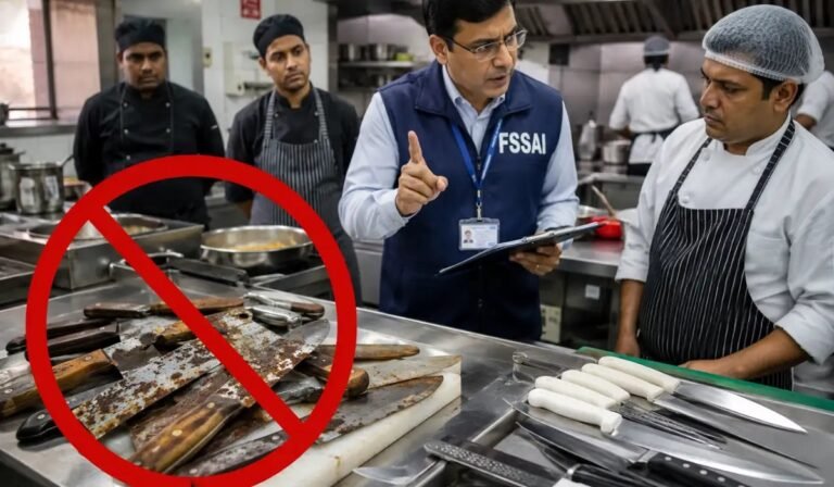 FSSAI की सख्त चेतावनी: जंग लगे चाकू से खाद्य पदार्थ काटना पड़ सकता है भारी, रेस्टोरेंट्स को दिए निर्देश
