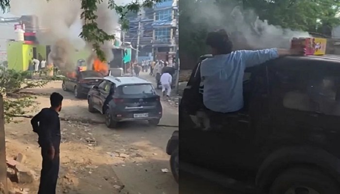 wedding car fire: कार के बोनट पर रखा था स्काई शॉट, बाराती कर रहे थे आतिशबाजी; तभी हुआ कुछ ऐसा मची अफरा-तफरी…