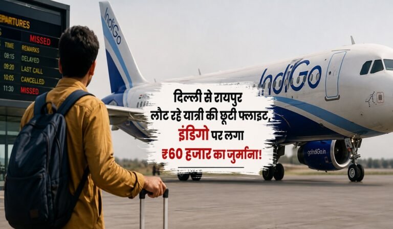 Delhi to Raipur Flight: दिल्ली से रायपुर लौट रहे यात्री की छूटी फ्लाइट, इंडिगो पर लगा 60 हजार का जुर्माना